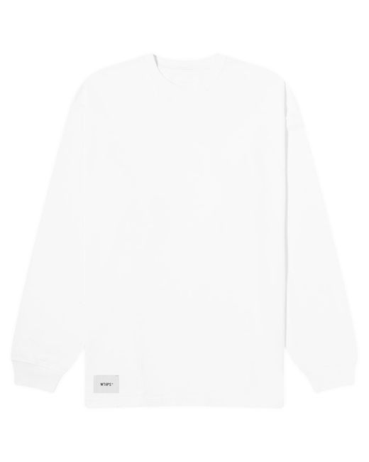 (w)taps White 10 Long Sleeve Plain T-Shirt for men