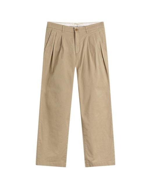 Norse Projects Natural Hestur Relaxed Twill Pleated Trousers for men