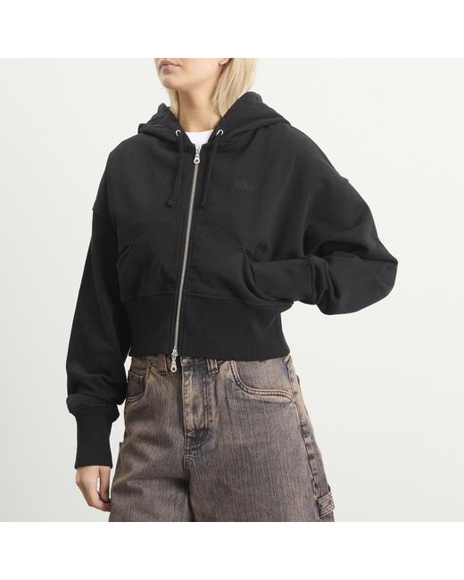 Dime Black Cropped Zip Hoodie