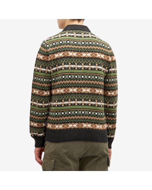 Loewe Fair Isle Knit Polo in Green for Men | Lyst