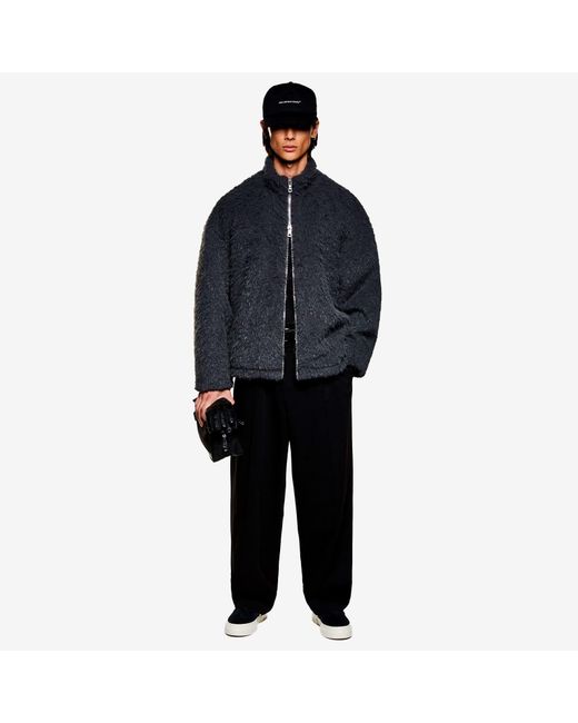 MKI Miyuki-Zoku Black Faux Alpaca Track Jacket for men