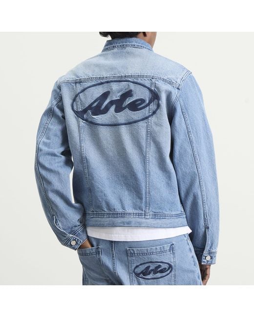 Arte' Blue Circle Logo Denim Jacket for men