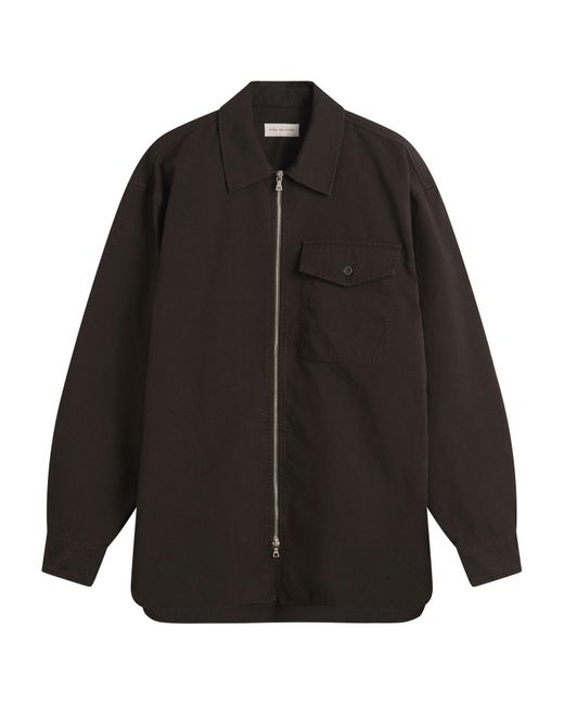 Dries Van Noten Black Overdyed Double Weave Cotton Shirt Jacket for men