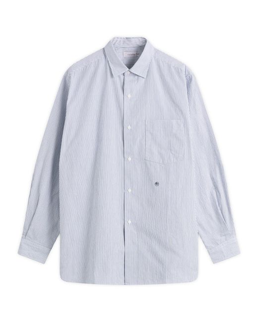 Nanamica Regular Collar Stripe Wind Shirt in Blue for Men | Lyst UK