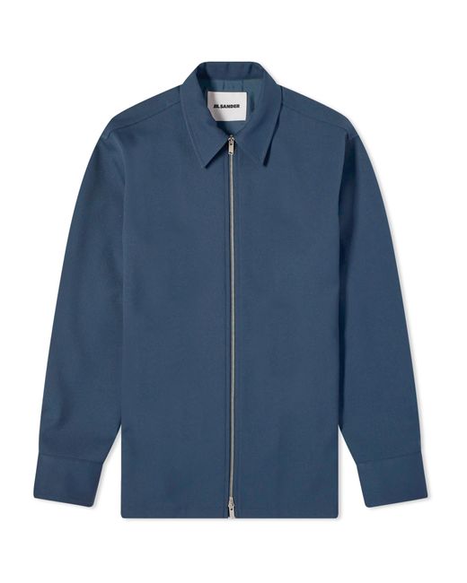 Jil Sander Blue Zip Through Overshirt for men