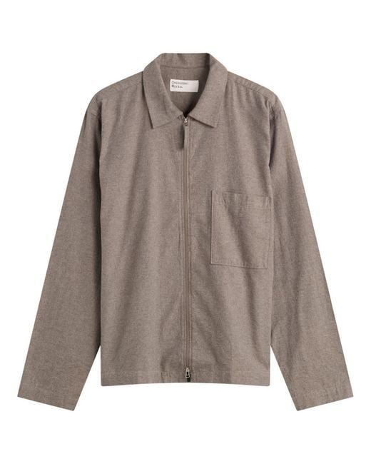 Universal Works Brown Brushed Flannel Zip Shirt for men