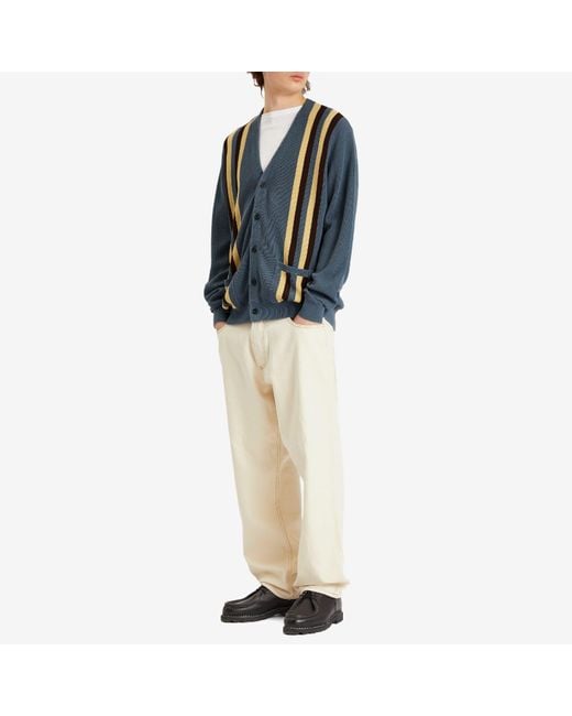 Beams Plus Blue Stripe Cardigan for men