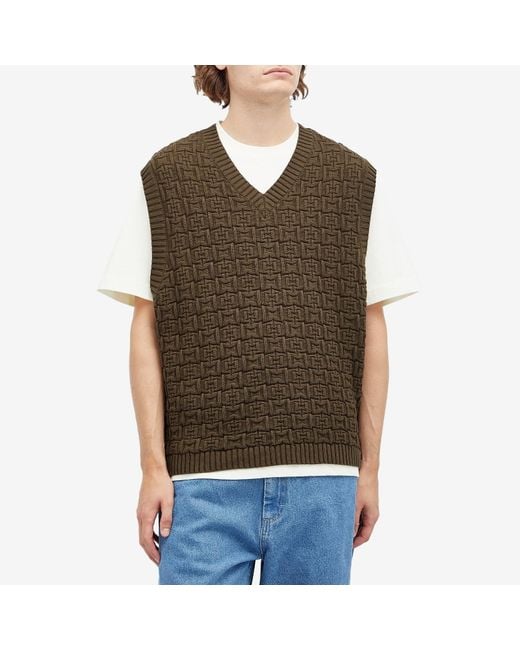 POLAR SKATE Green Alex Knitted Vest for men