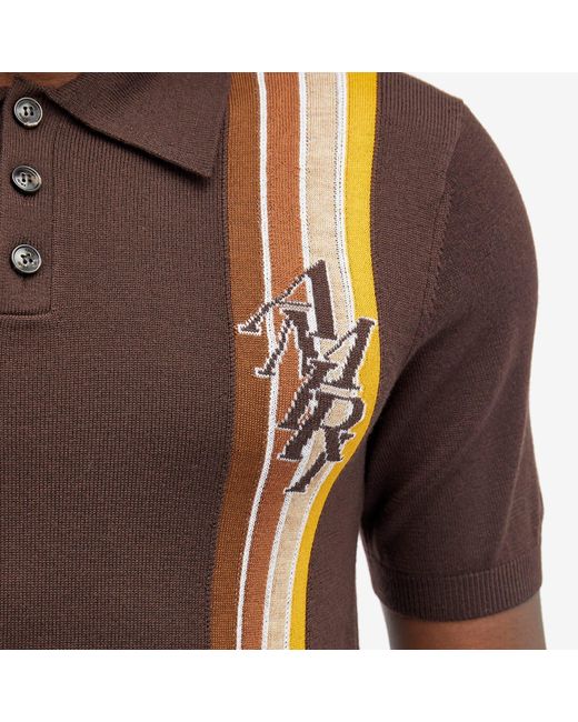 Amiri Brown Stack Stripe Knit Polo Shirt for men
