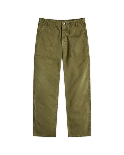 Dubbleware Green Herringbone Fatigue Pants for men