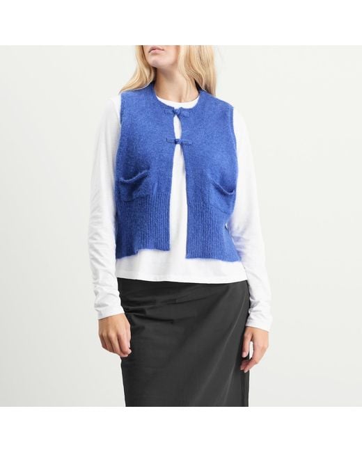 Beams Boy Blue China Button Knit Vest