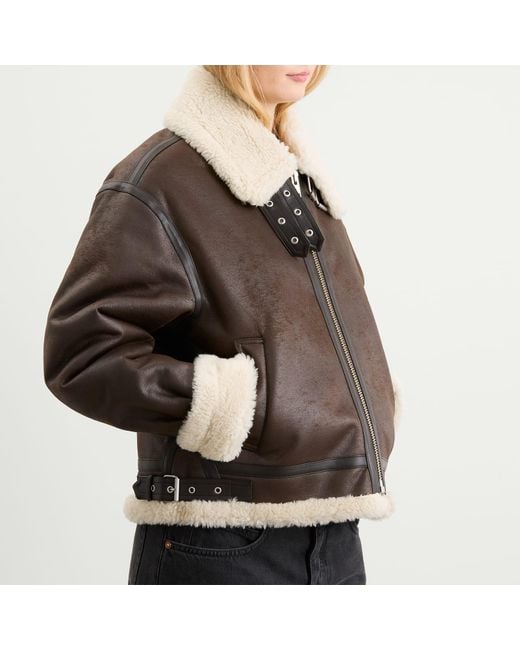 DUNST Brown Oversized Shearling Jacket