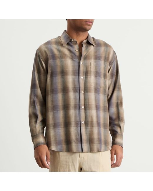 AURALEE Super Light Wool Check Shirt in Brown for Men | Lyst UK