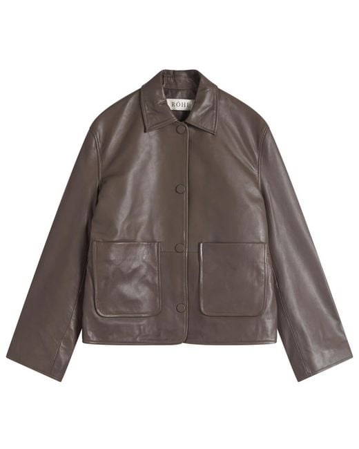 Rohe Brown Patch Leather Jacket