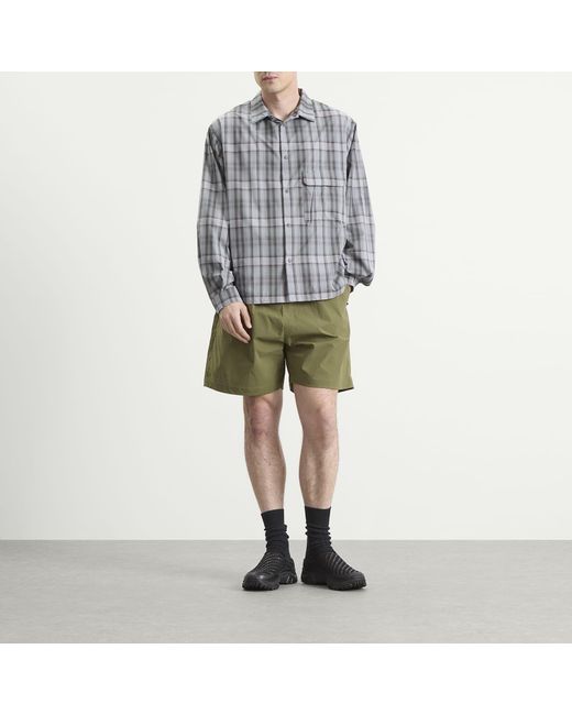 Snow Peak Gray Fade Check Breezy Shirt for men