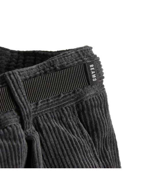 Beams Plus Gray Webbing Baggy Cord Trousers for men
