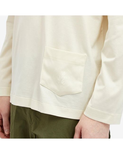 Sunspel White X Nigel Cabourn Long Sleeve Pocket T-Shirt for men