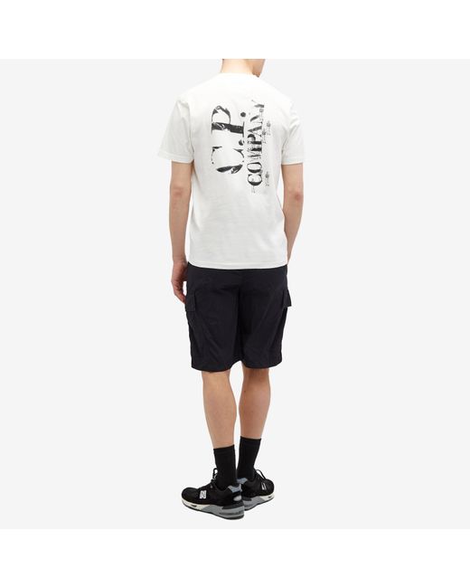 C P Company White 30/1 Jersey Relaxed Graphic T-Shirt for men
