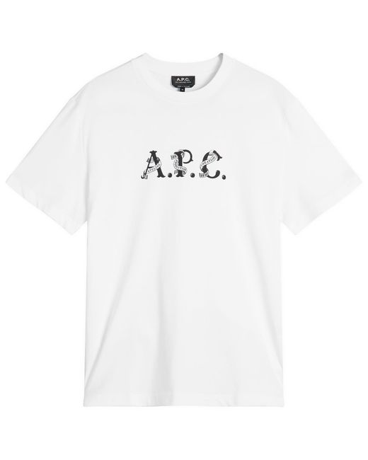 A.P.C. White Hugo Graphic Logo T-Shirt for men