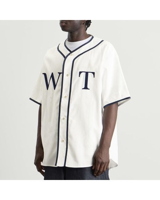 (w)taps White League Short Sleeve Shirt for men