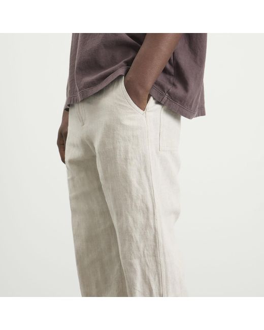 Dries Van Noten Natural Herringbone Cotton Linen Trouser for men