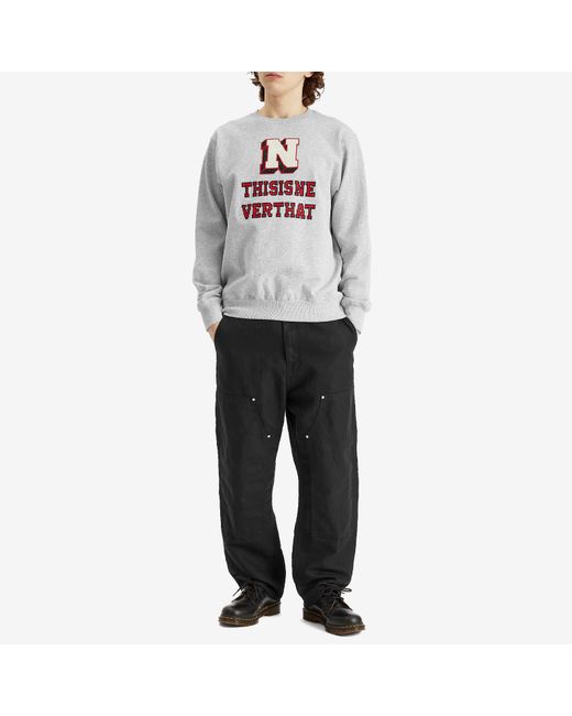 Thisisneverthat Gray Cross Stitched Crew Sweatshirt for men