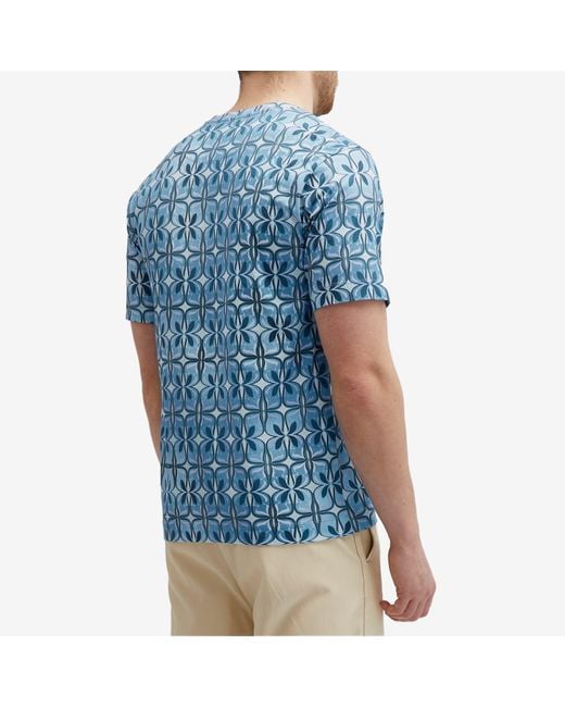 Dries Van Noten Blue Hertz Print T-Shirt for men