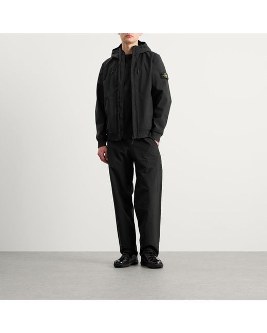 Stone Island Black Soft Shell-R Hooded Jacket for men
