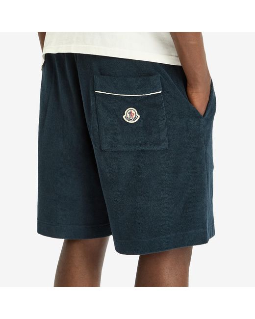 Moncler Blue Cotton Terry Shorts for men