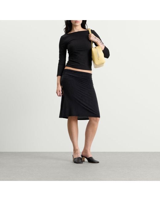 Peachy Den Black Kylie Vent Midi Skort