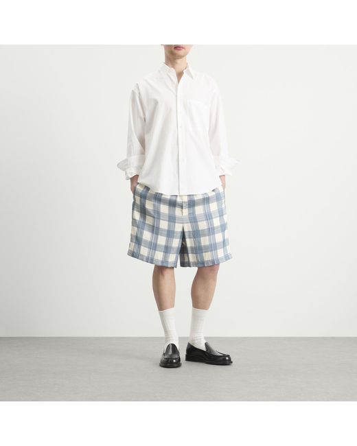 Jil Sander Blue Relaxed Fit Check Shorts for men