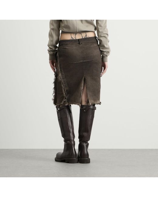 Rick Owens Black Denim Sliced Skirt