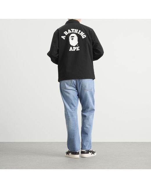 A Bathing Ape Black College Coach Jacket for men