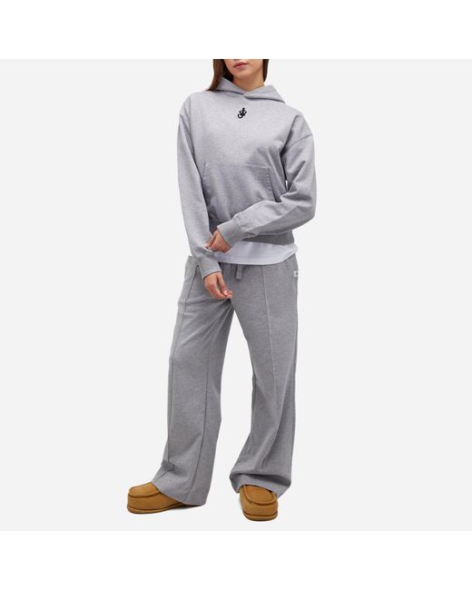 J.W. Anderson Gray Anchor Embroidery Cropped Hoodie