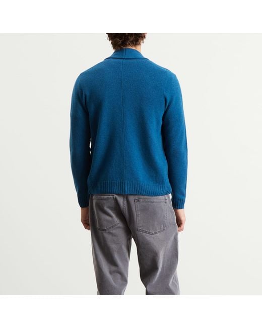 John Smedley Blue Rockford Cashmere Shawl Collar Cardigan for men