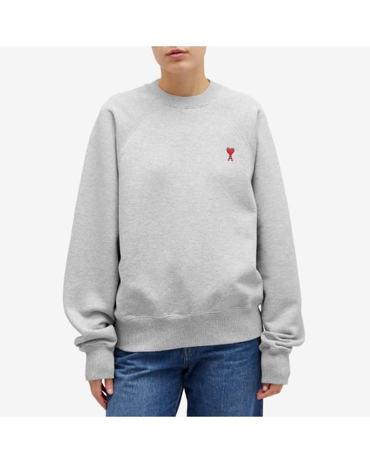 AMI Gray Ami Small Adc Crew Sweat