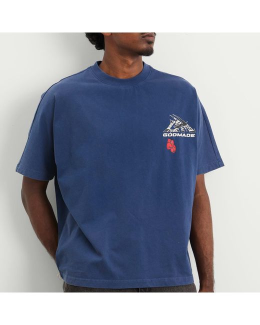 God Made Blue Gm Logo Wrapped T-Shirt for men