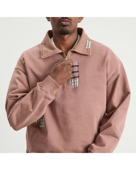 STORY mfg. Pink Story Mfg Geo Patchwork Pullover for men