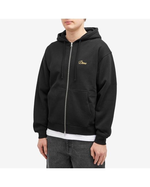 Dime Black Cursive Small Logo Zip-Hoodie for men