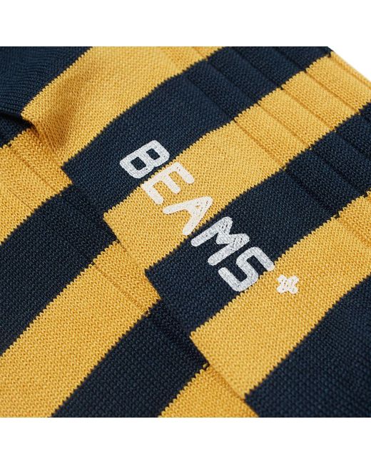 Beams Plus Blue Rib Stripe Sock for men