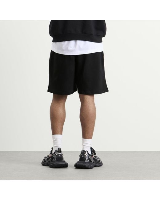 Balenciaga Black Logo Cotton Sweat Shorts for men