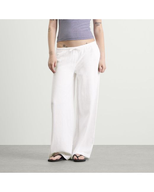 Tala White Soft Linen Drawstring Trousers