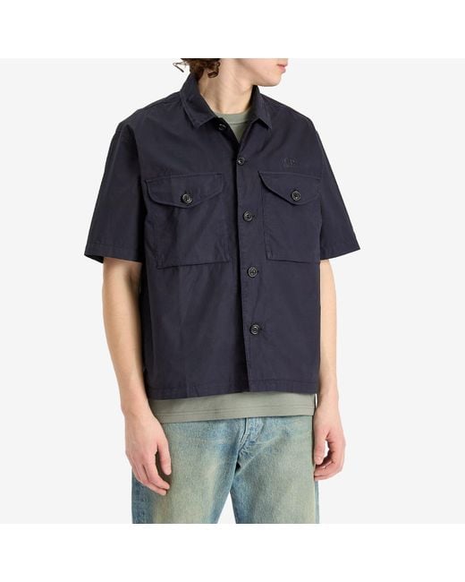 C P Company Blue Boxy Short Sleeve Shirt for men