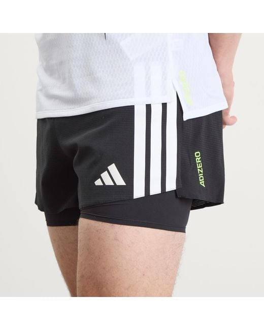 Adidas Originals Black Adizero Running 2-In-1 Gel Pocket Shorts for men