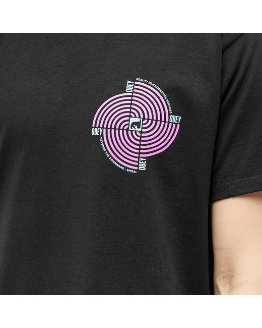 Obey Black Downward Spiral T-Shirt for men