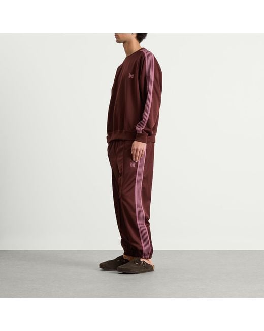 Needles Brown Poly Smooth Zipped Track Pants for men