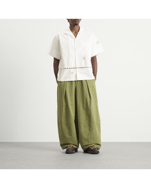 STORY mfg. White Story Mfg Greetings Hand Embroidered Shirt for men