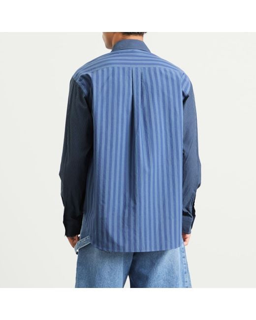 J.W. Anderson Blue Patchwork Striped Shirt for men