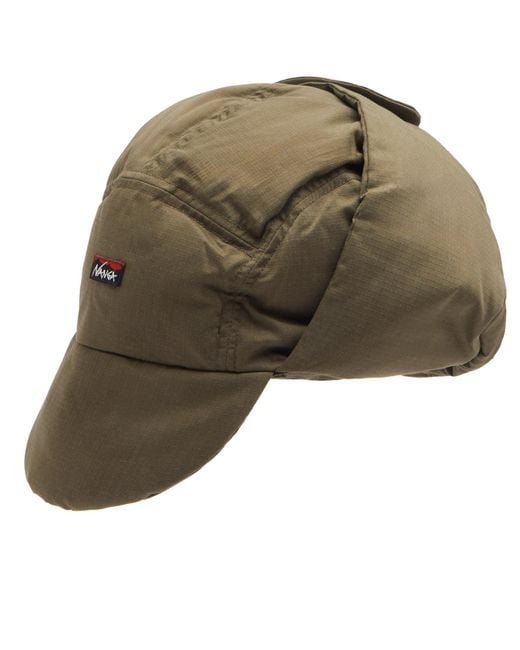 NANGA Green Hinoc Ripstop Down Ear Flap Cap for men