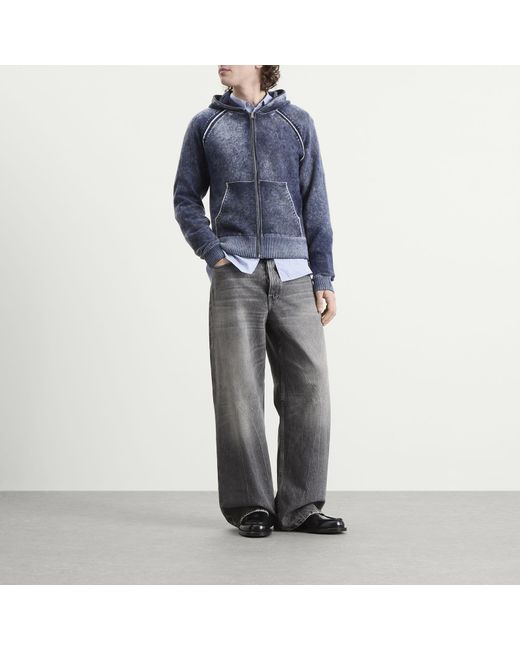Acne Blue Kupiter Knitted Hoodie for men